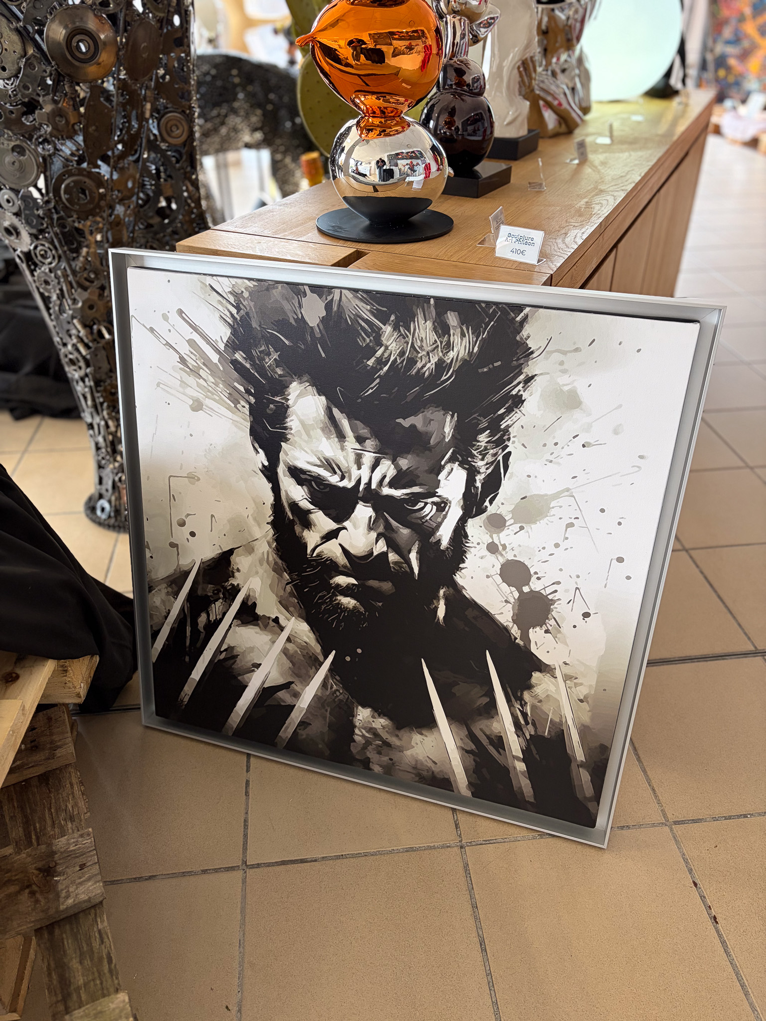 Tableau Wolverine design noir et blanc 70x70 cm ArtHome