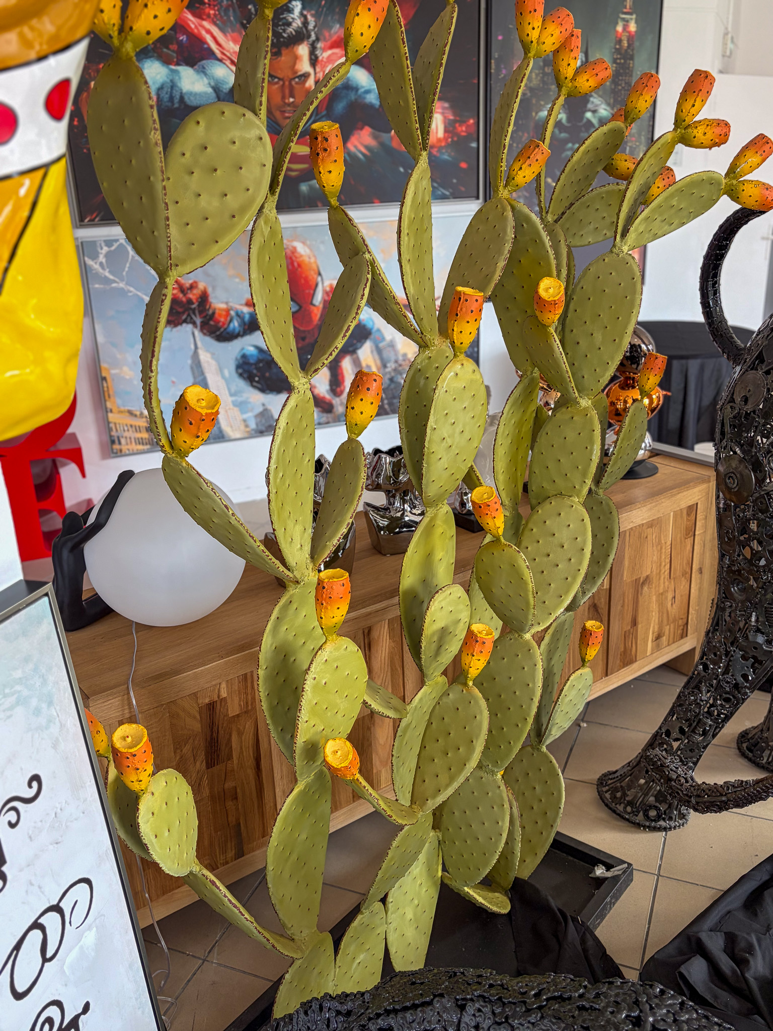 Cactus en métal vert grand format