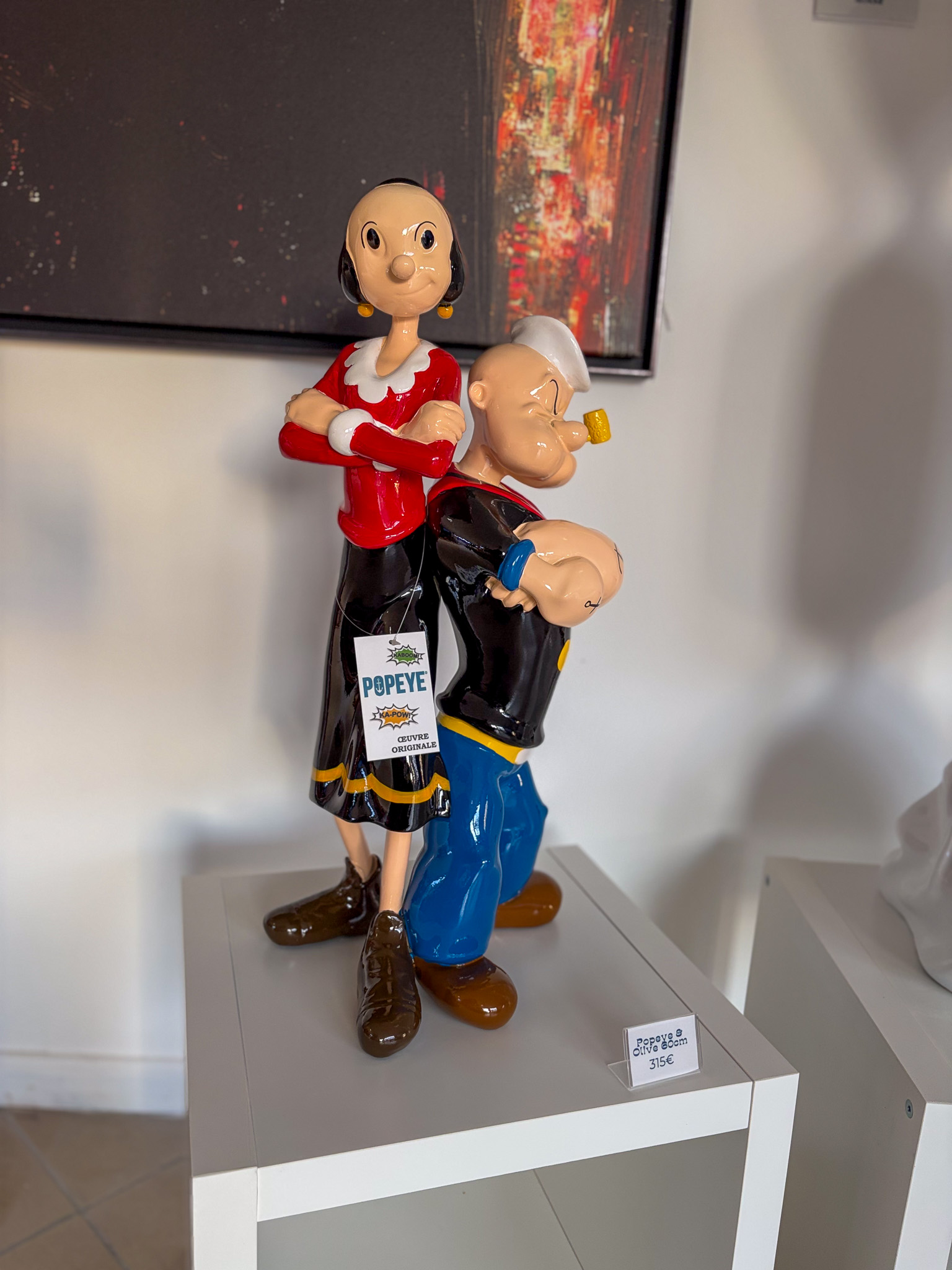 Sculpture Popeye et Olive en résine – décoration pop culture – 60 cm