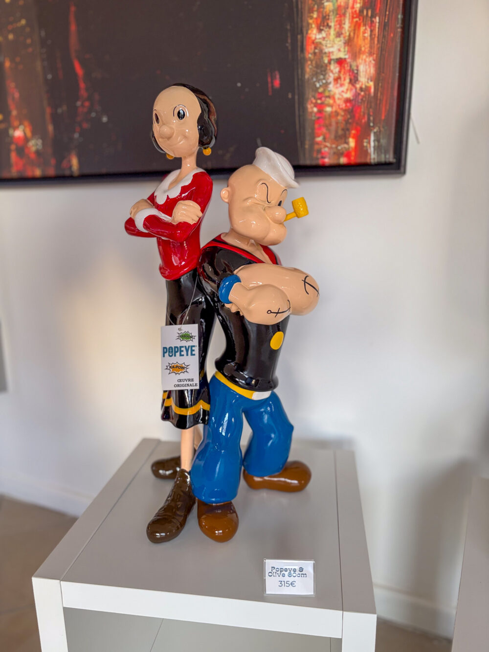 Sculpture Popeye et Olive en résine – décoration pop culture – 60 cm