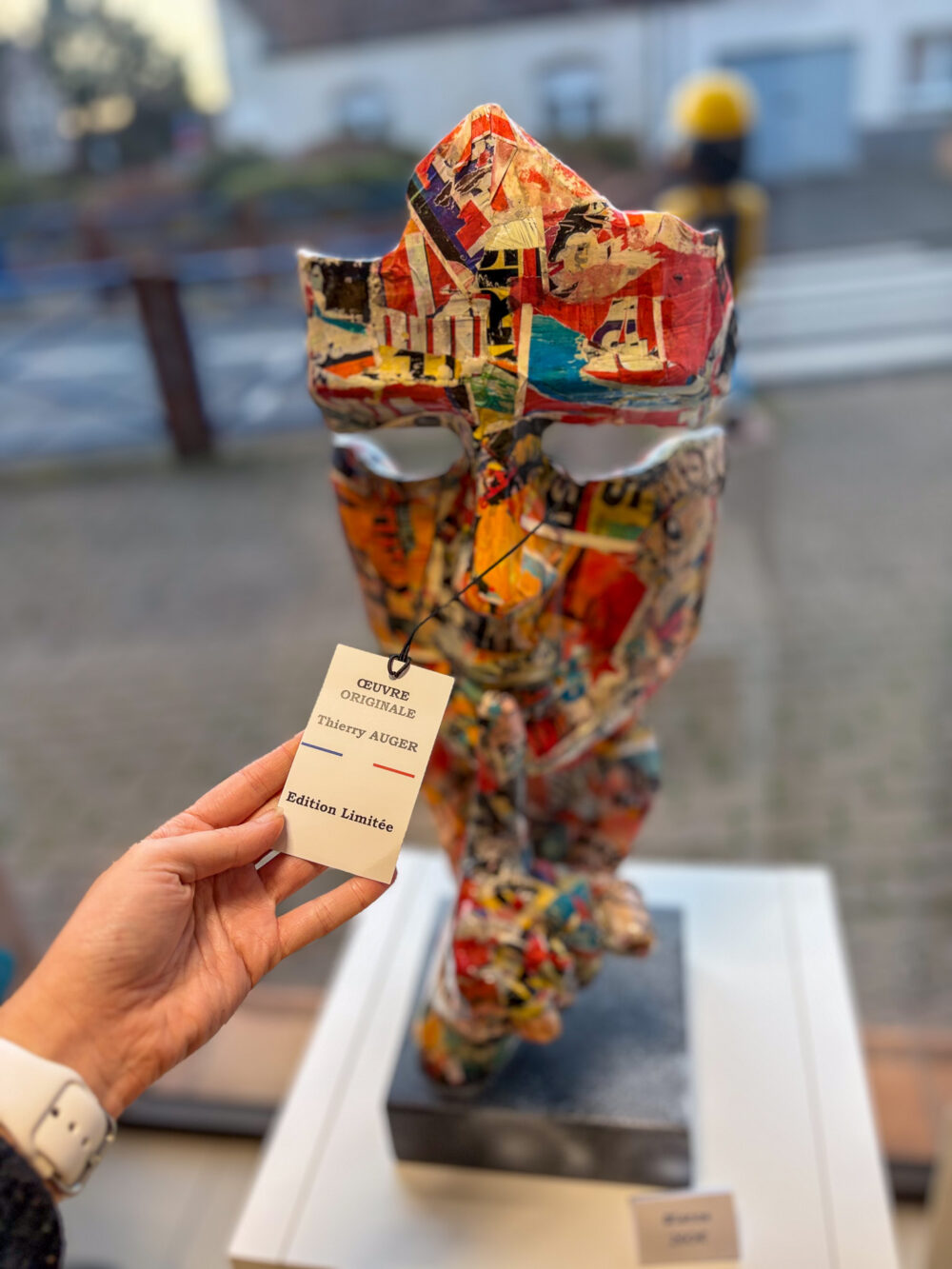 Sculpture visage Silence – édition limitée Thierry Auger – art contemporain 62 cm