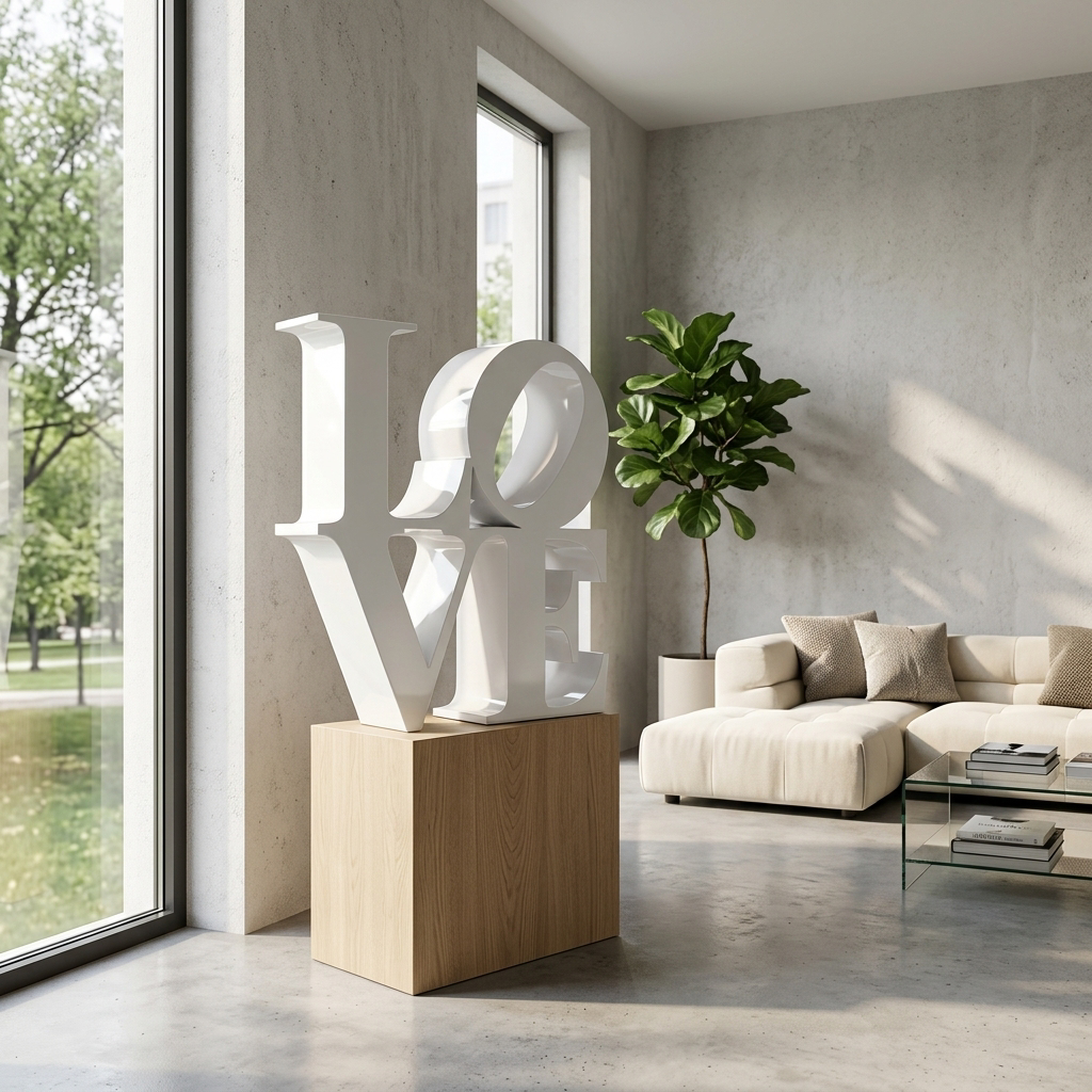 Sculpture LOVE blanc 1 m design moderne ArtHome
