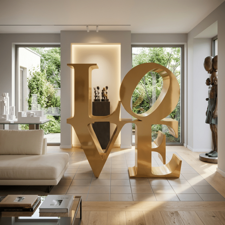 Sculpture LOVE doré 1,5 m design moderne ArtHome