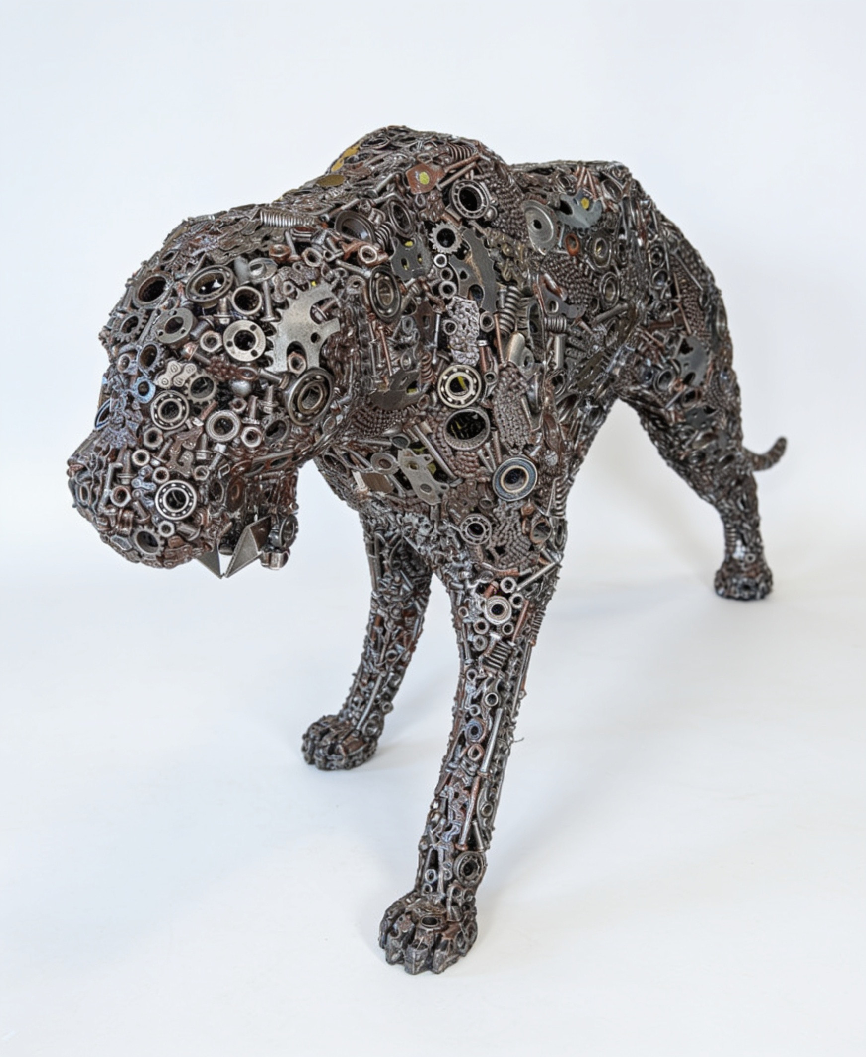 Sculpture de panthère en pièces mécaniques – vue entière