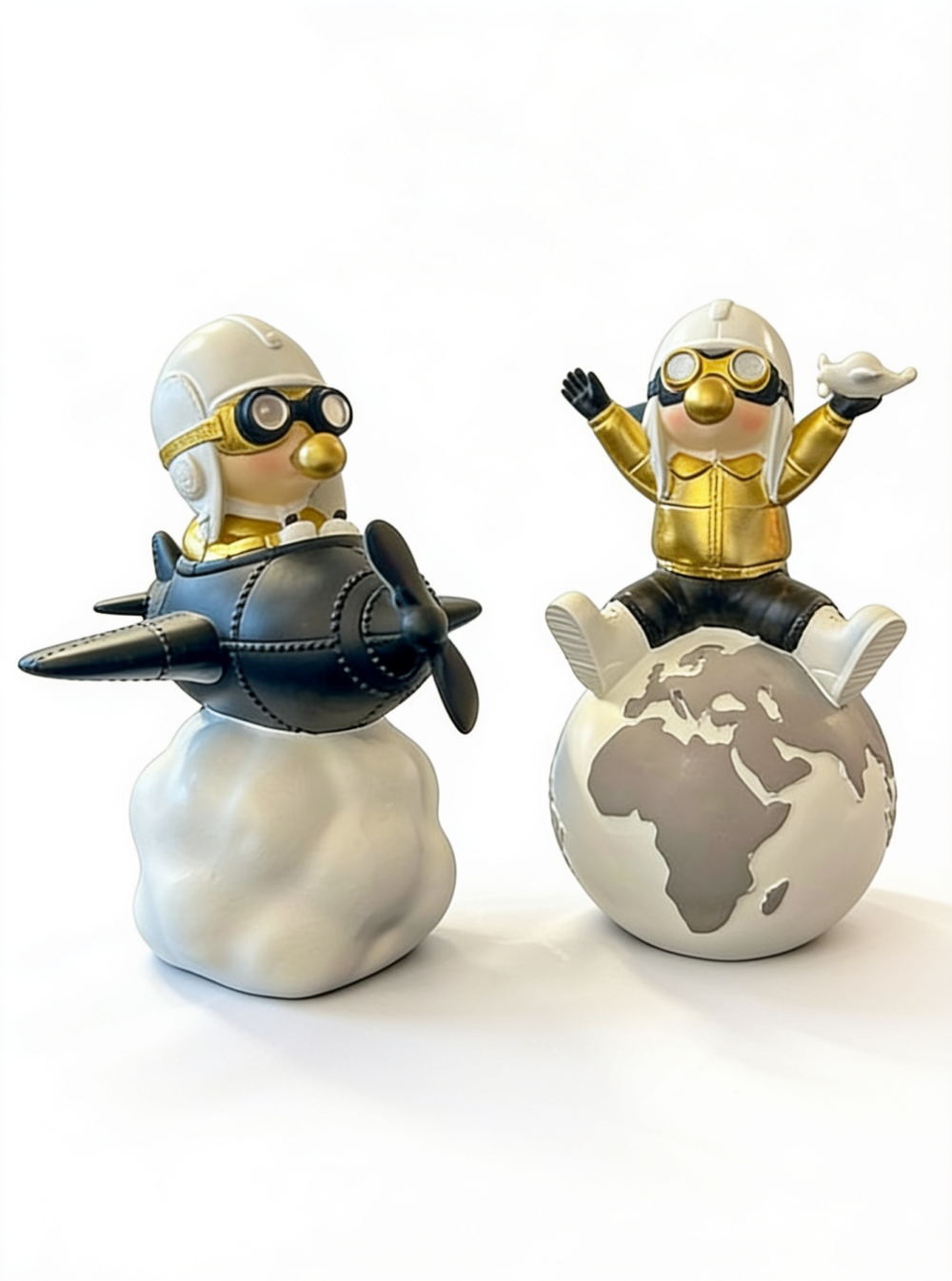 Figurine aviateur design en résine – décoration contemporaine – 22 cm