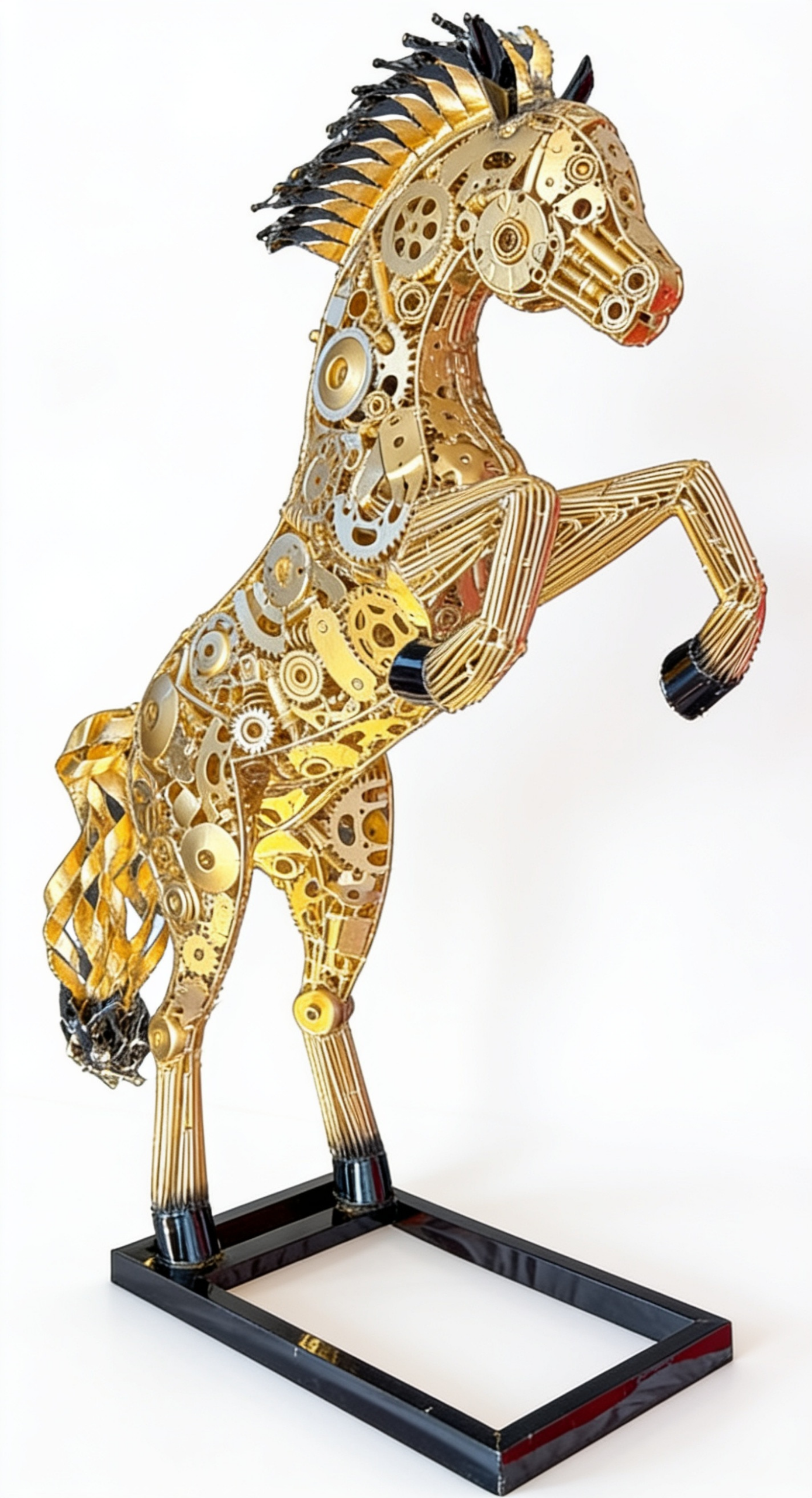 Statue cheval métal pièces mécaniques