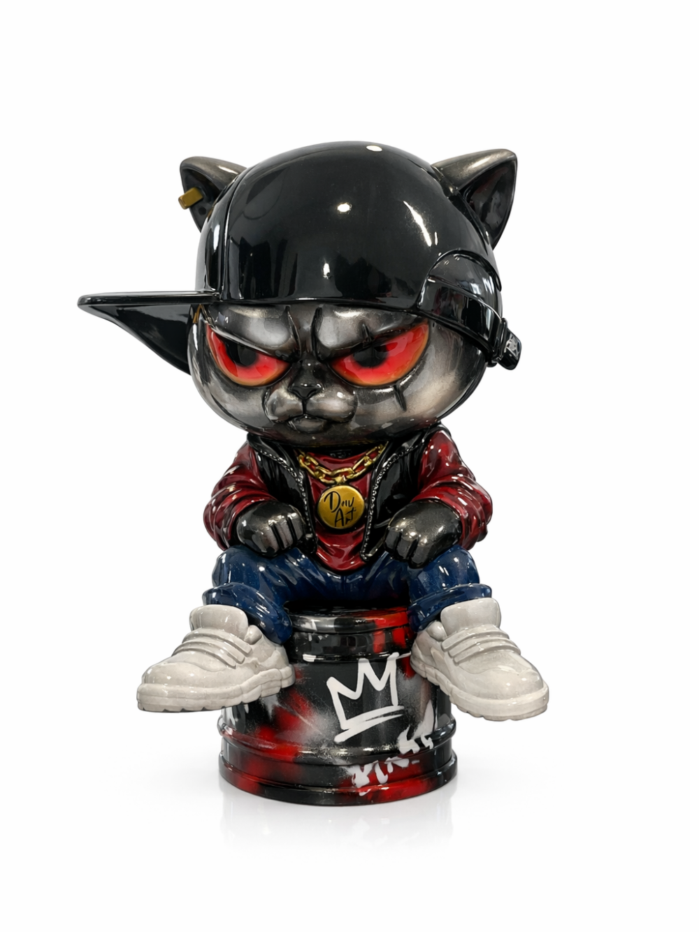 Sculpture Urban Cat Tonneau 30 cm – DAV’ART | Statue Design Street Art