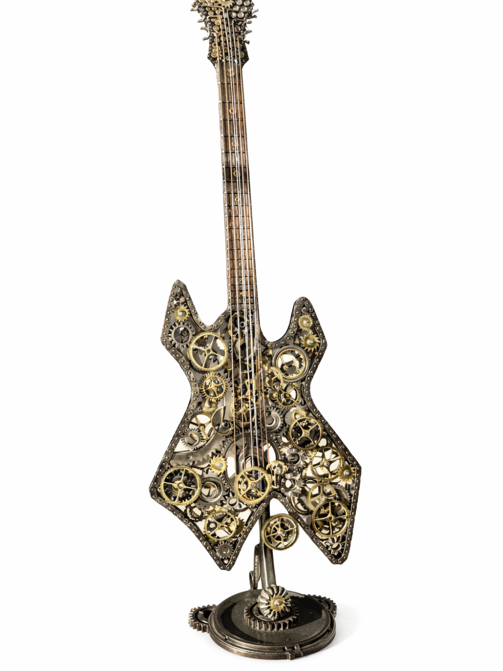 Sculpture Guitare Métal Industriel – Pièce Unique Artisanale
