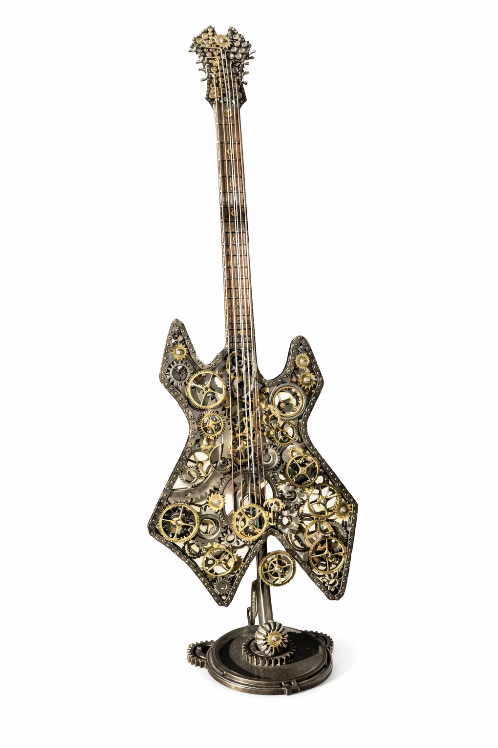 Sculpture Guitare Métal Industriel – Pièce Unique Artisanale