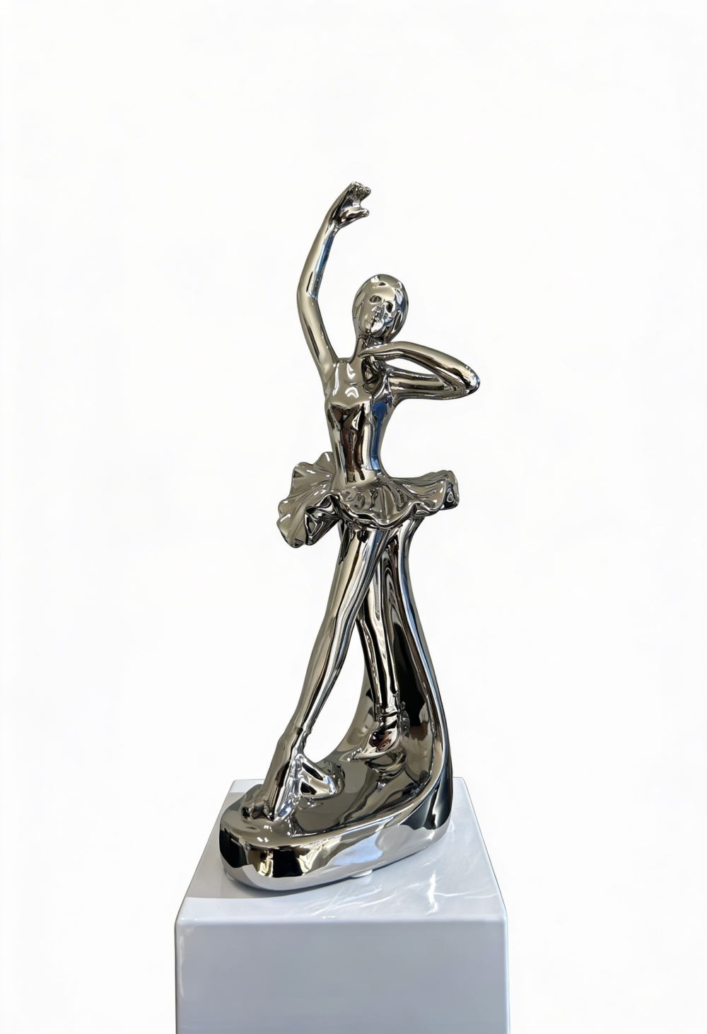 figurine-ballerine-arabesque-tutu-finition-chrome-argent-deco-salon