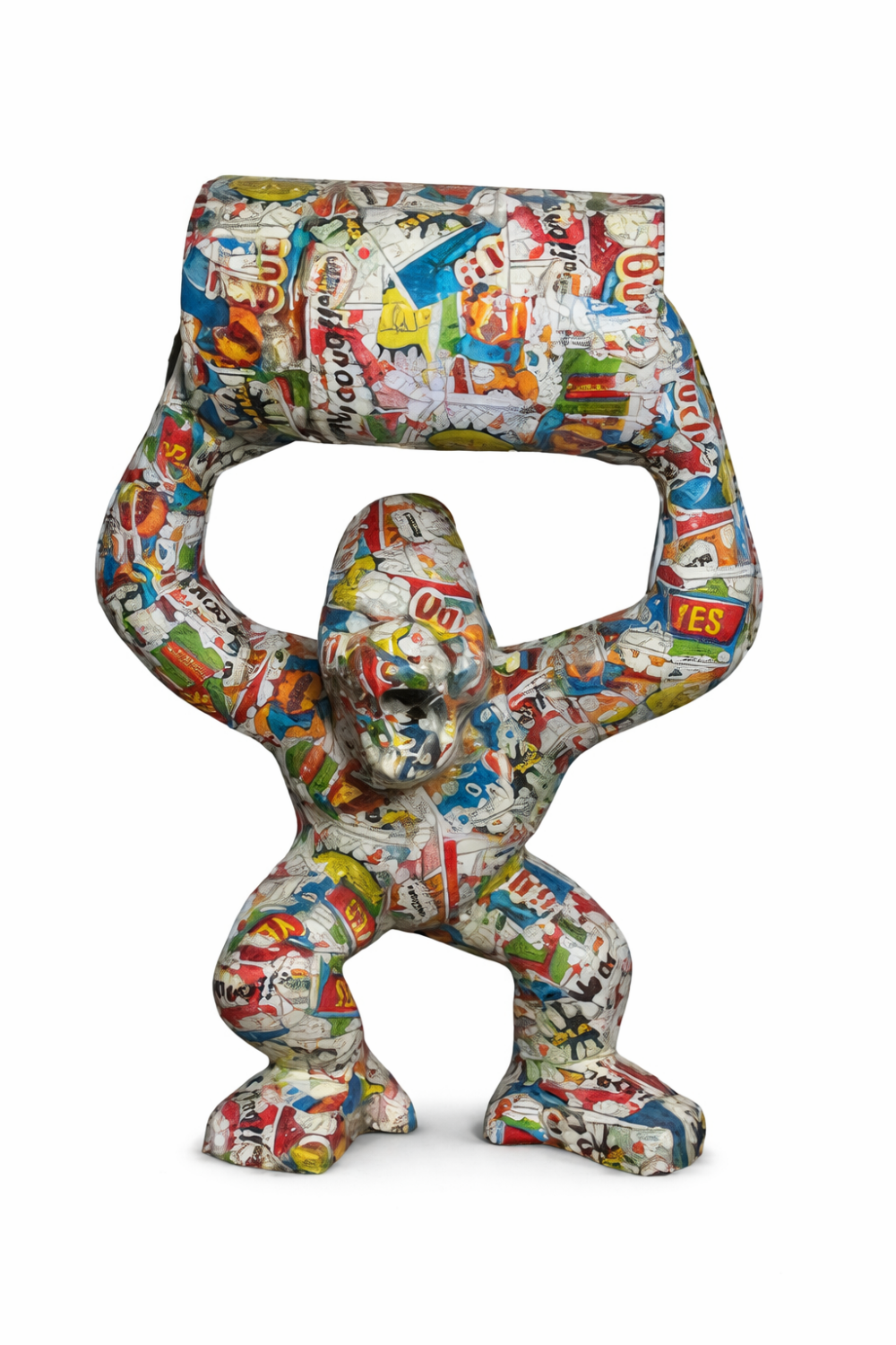 Sculpture Gorille pop art avec Baril collection Thierry AUGER 65cm