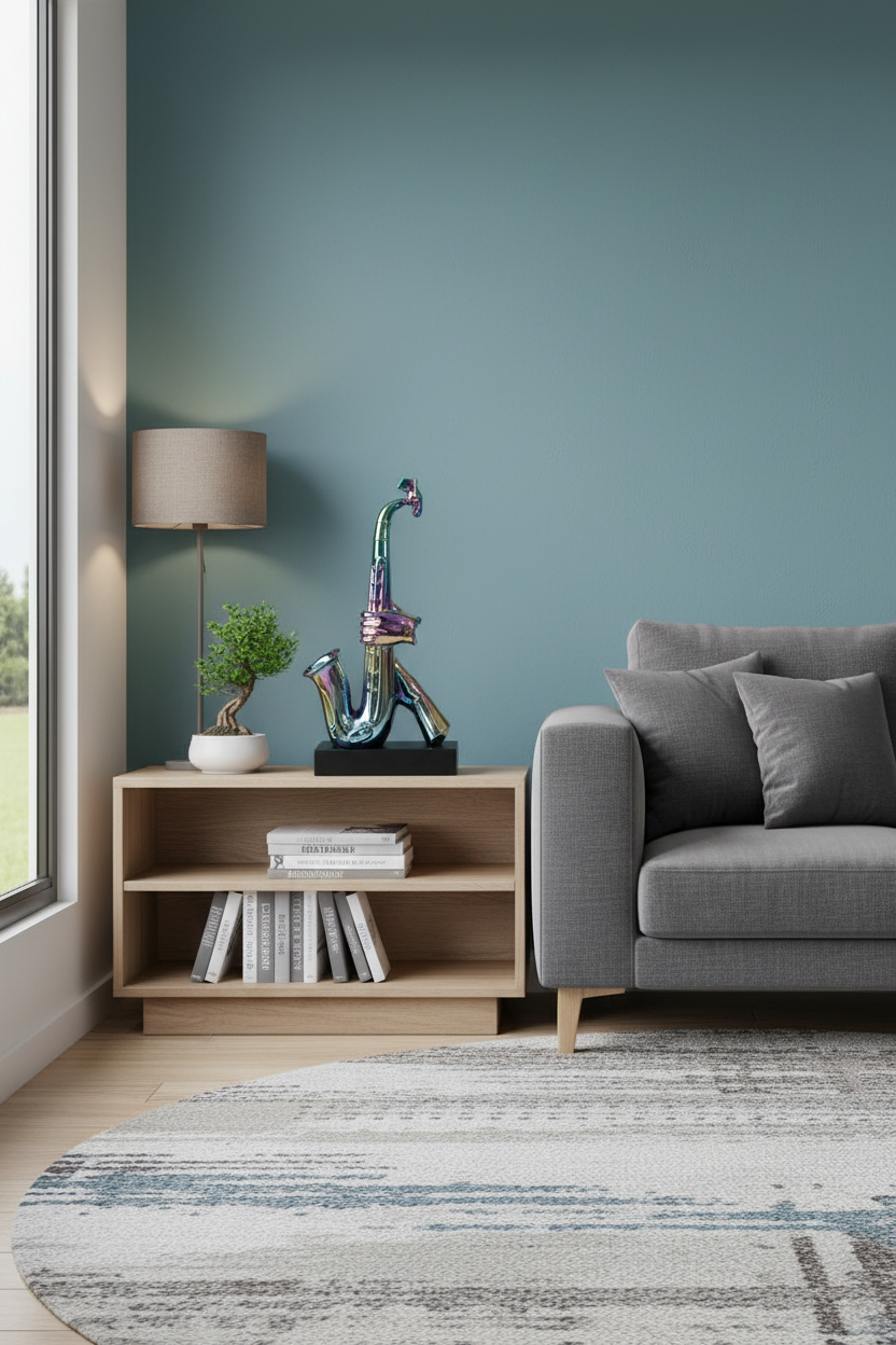 statue-saxophone-design-finition-holographique-multicolore-deco-salon