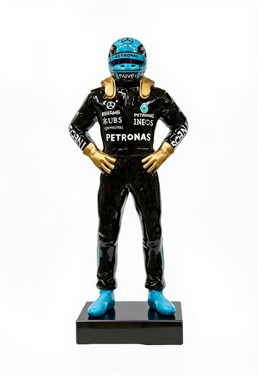 Sculpture pilote Mercedes AMG Petronas résine 150 cm – statue F1 décoration