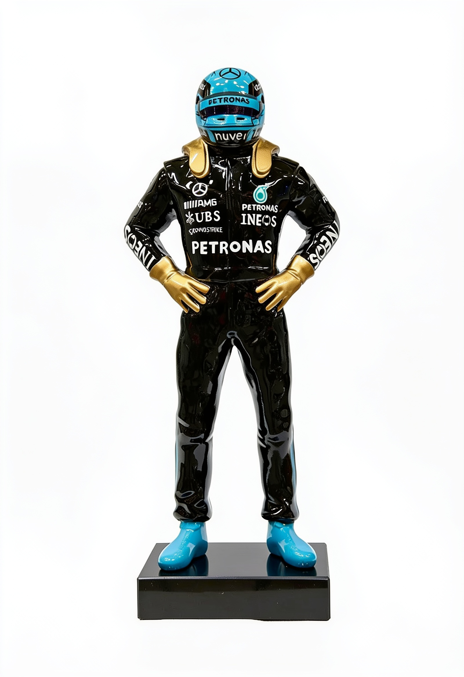 Sculpture pilote Mercedes AMG Petronas résine 150 cm – statue F1 décoration