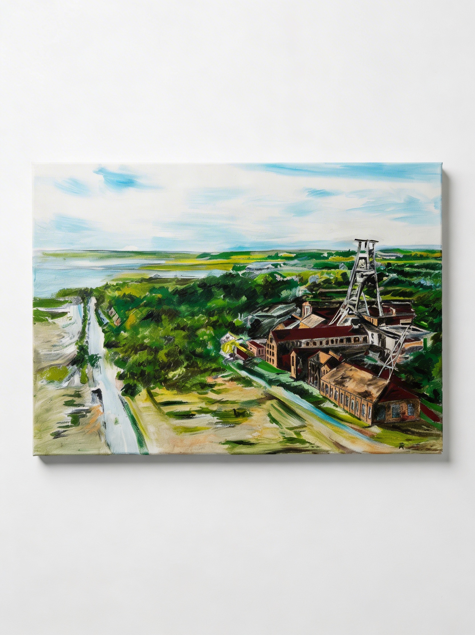 Tableau original bassin minier 70x50 cm – Le carreau du bassin minier, peinture acrylique