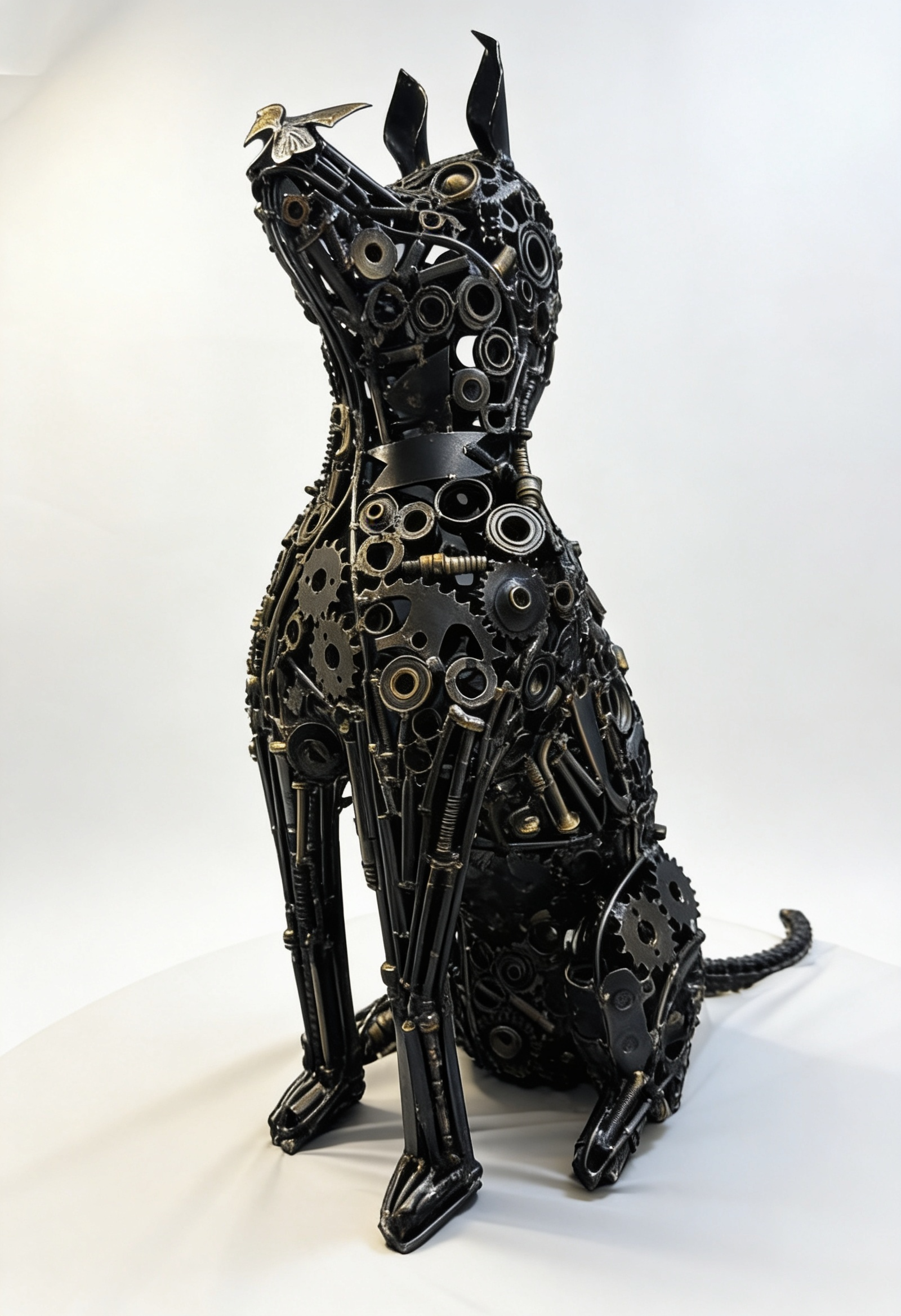 Sculpture chien métal bronze steampunk décoration salon – ARTHOME