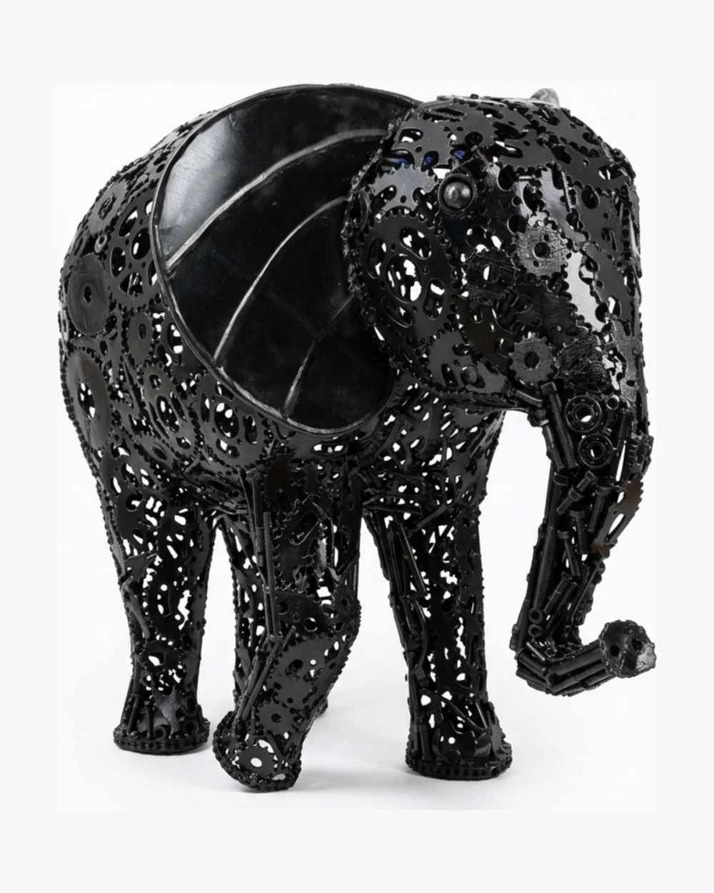 Éléphant métal noir 100 cm