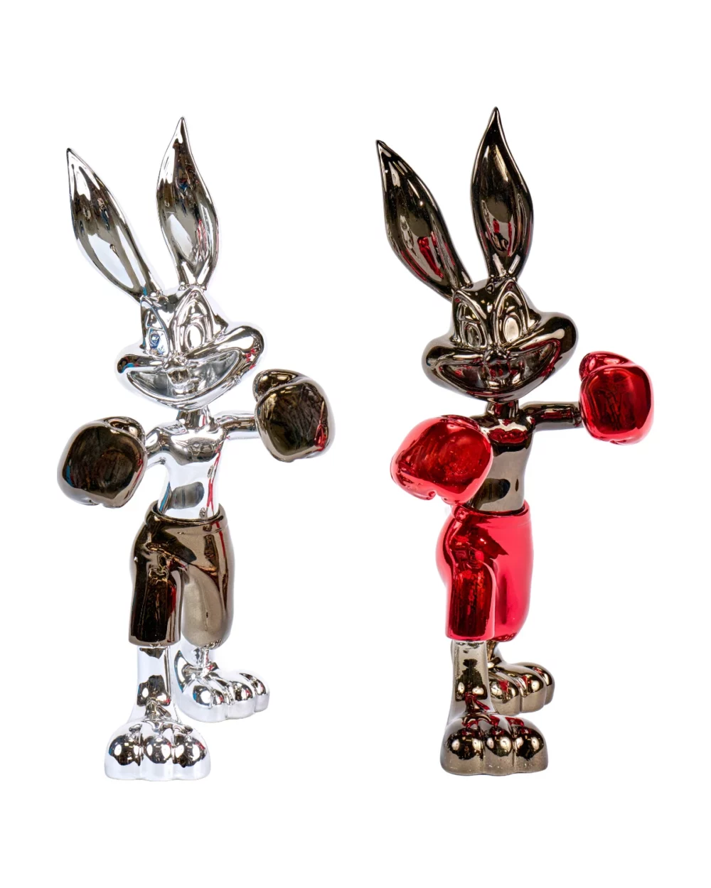 Lapin Boxeur Chromé 34 cm