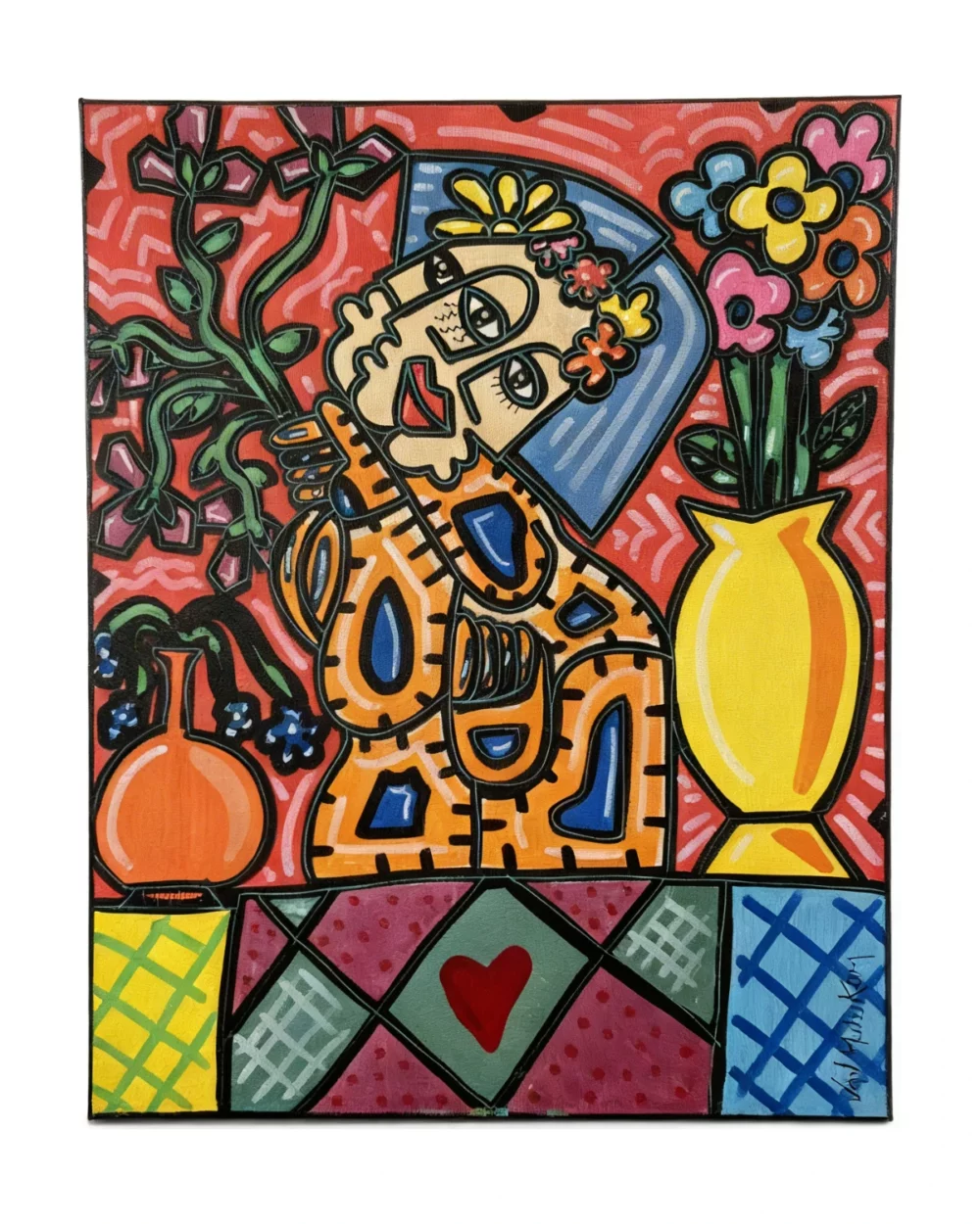 Vases et cœur 40×50 cm – Van Mulukom