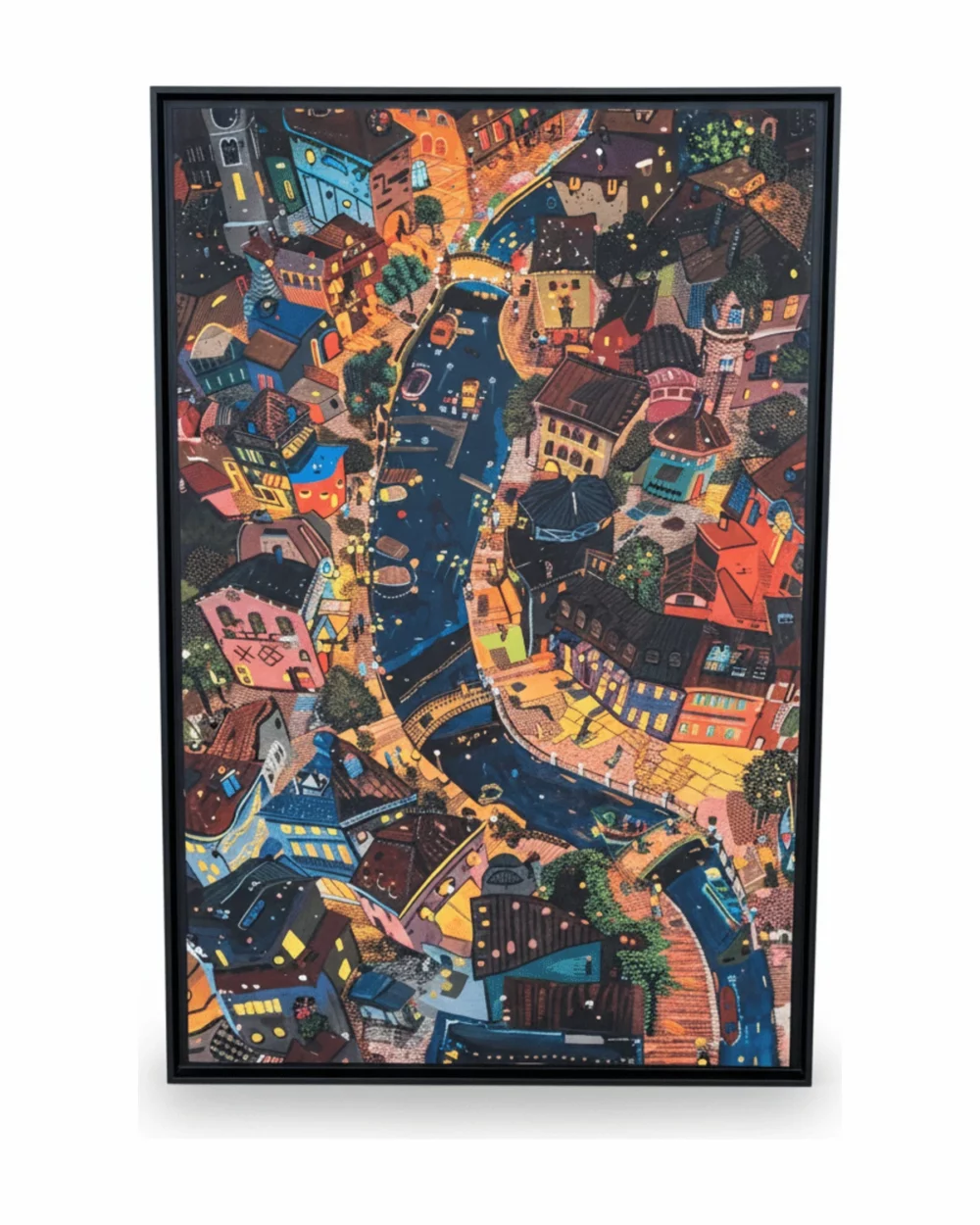 Ville Nocturne Illustrée (150 × 100 cm)